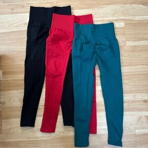 Women's High-Waisted Leggings - Black, Red, Green